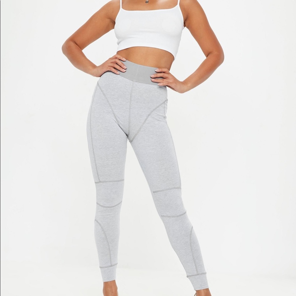 Missguided Gray Stitch Leggings